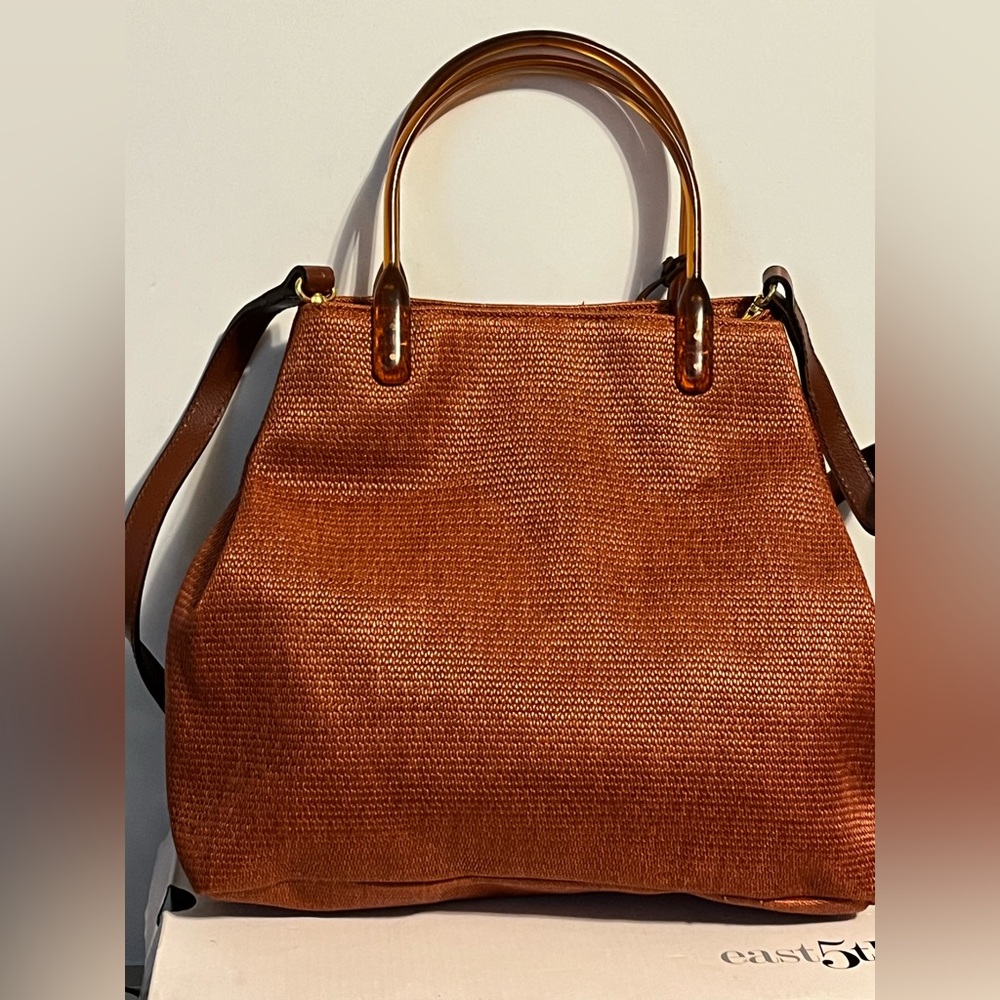 Valerie Stevens Straw woven leather shoulder strap dual carry  Bag - Picture 3 of 14